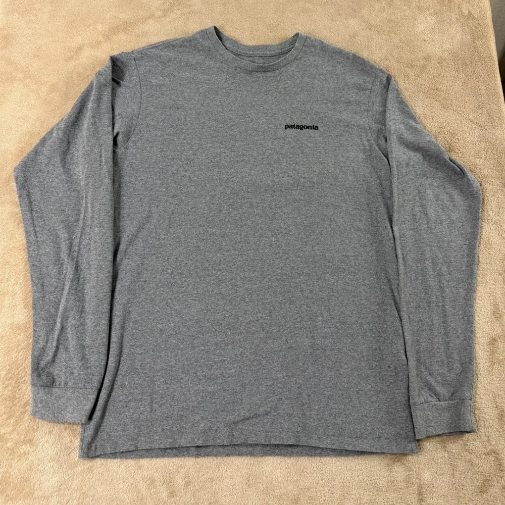 Patagonia Responsibili-Tee Shirt Mens Size Small Grey Regular Fit Logo Light EUC